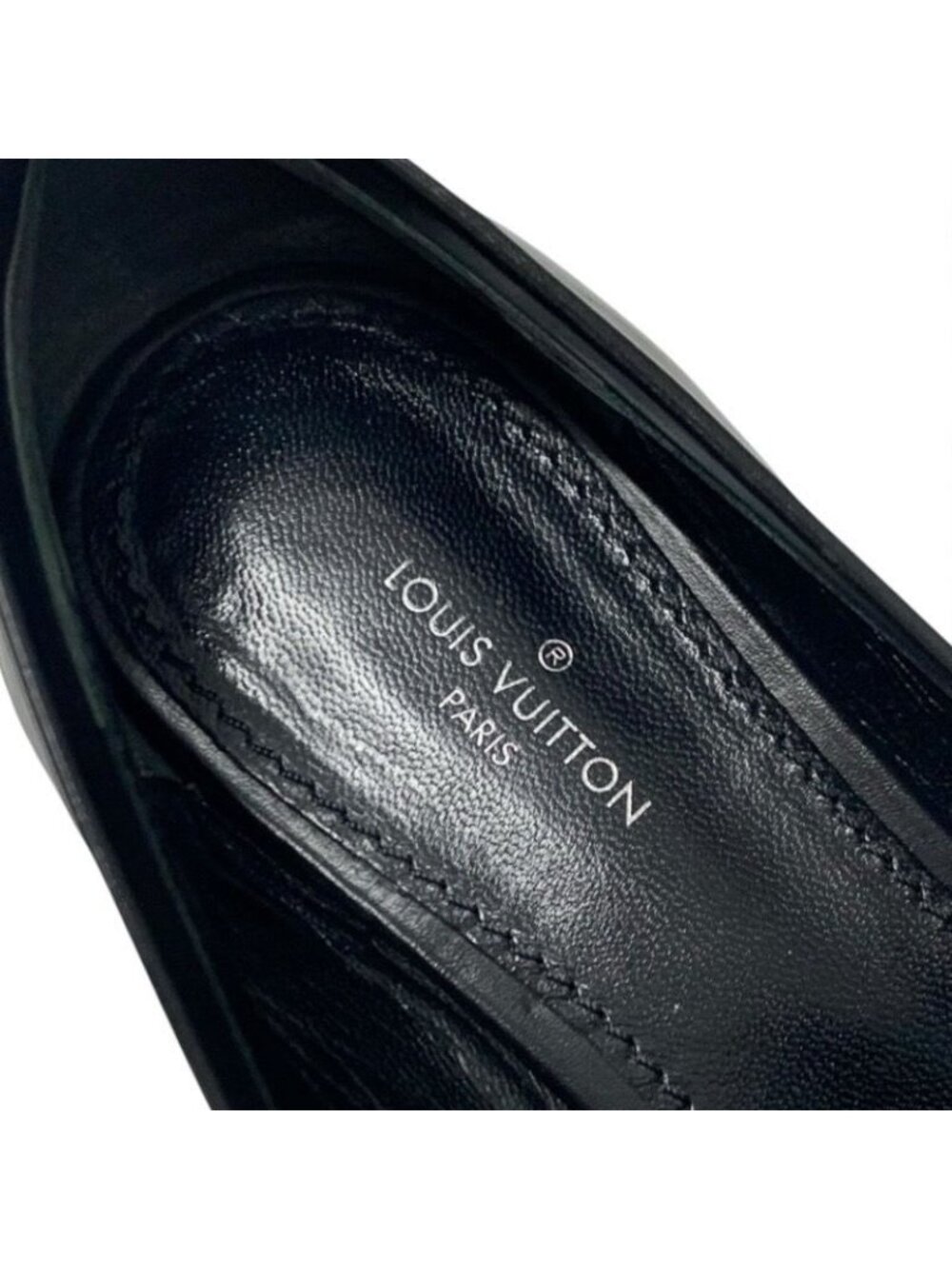 Louis Vuitton Upper Case Line Loafers Leather Shoes Black Gold Chain - Picture 8 of 11